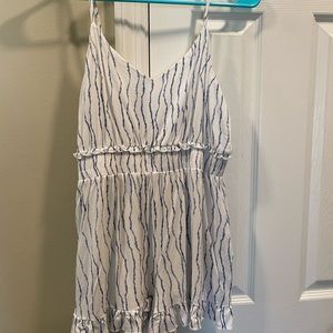 WOMENS WHITE/BLUE STRIPED ROMPER